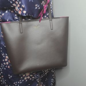 COPY - Kate Spade brown tote with fuchsia pink detailing